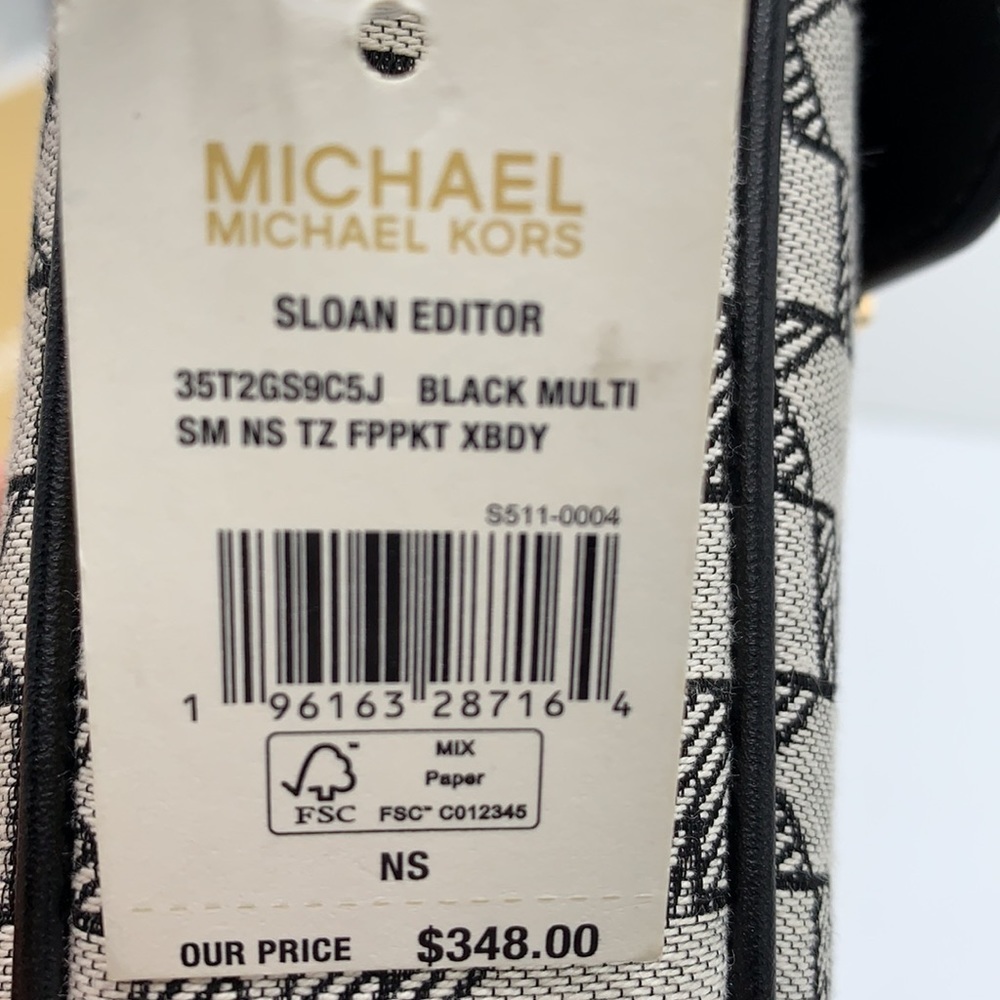 Michael Kors Sloan Editor Small Phone Logo Jacquard Crossbody Black Multi - Picture 15 of 16